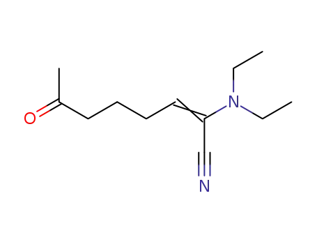 Molecular Structure of 73185-97-4 ((E)-2-Diethylamino-7-oxo-oct-2-enenitrile)