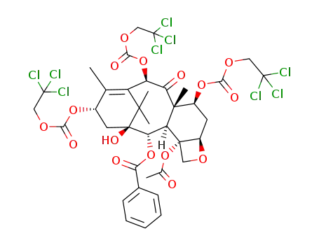 Molecular Structure of 110258-92-9 (7,10,13-tri(2,2,2-tricholoroethyloxycarbonyl)-10-deacetyl baccatin III)