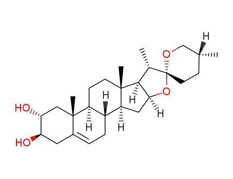 Molecular Structure of 511-97-7 ((25R)-Spirost-5-ene-2α,3β-diol)