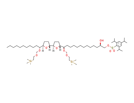 2,4,6-Triisopropyl-benzenesulfonic acid (2R,13R)-2-hydroxy-13-(2-trimethylsilanyl-ethoxymethoxy)-13-{(2R,5R,2'R,5'R)-5'-[(R)-1-(2-trimethylsilanyl-ethoxymethoxy)-undecyl]-octahydro-[2,2']bifuranyl-5-yl}-tridecyl ester