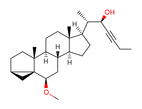 Molecular Structure of 83787-24-0 ((22R)-6β-methoxy-3α,5-cyclo-27-nor-5α-cholest-23-yn-22-ol)