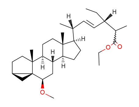 Molecular Structure of 70832-43-8 (ethyl (22E,24S)-6β-methoxy-3α,5-cyclo-5α-stigmast-22-en-26-oate)