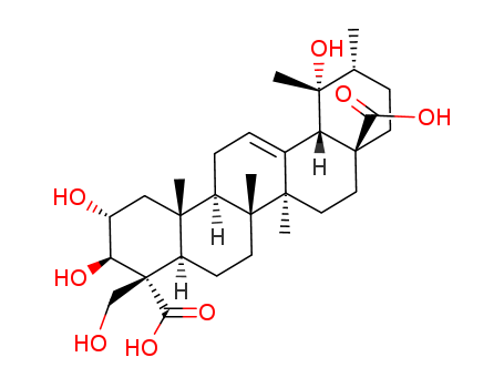 Molecular Structure of 109750-35-8 (Urs-12-ene-23,28-dioicacid, 2,3,19,24-tetrahydroxy-, (2a,3b,4a)- (9CI))