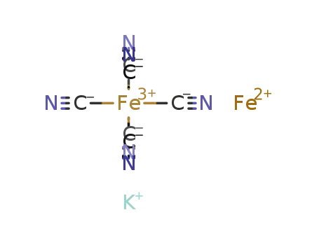 Molecular Structure of 15418-51-6 (Ferrate(3-),hexakis(cyano-kC)-,iron(2+) potassium (1:1:1), (OC-6-11)-)