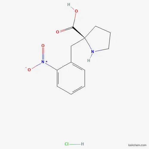 Molecular Structure of 1049742-66-6 ((S)-2-(2-Nitrobenzyl)pyrrolidine-2-carboxylic acid hydrochloride)