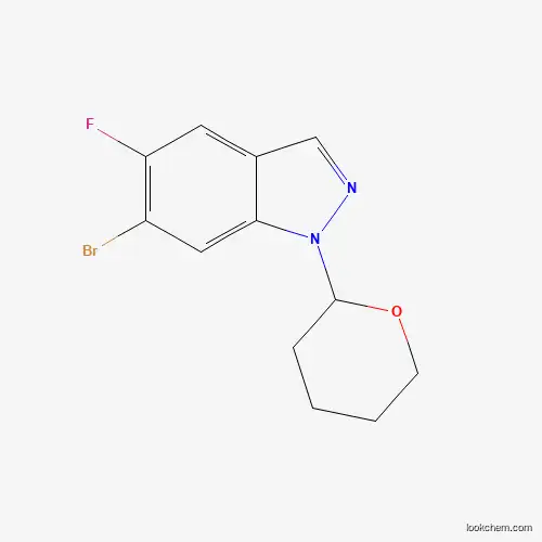 Molecular Structure of 1286734-76-6 (6-Bromo-5-fluoro-1-(tetrahydro-2H-pyran-2-yl)-1H-indazole)