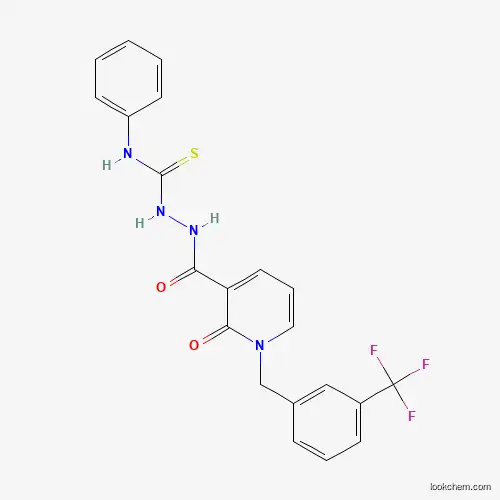 Molecular Structure of 242471-87-0 (2-({2-oxo-1-[3-(trifluoromethyl)benzyl]-1,2-dihydro-3-pyridinyl}carbonyl)-N-phenyl-1-hydrazinecarbothioamide)