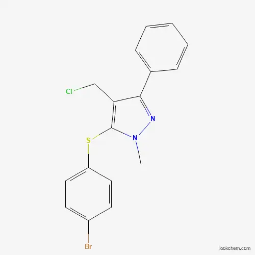 Molecular Structure of 318959-24-9 (4-bromophenyl 4-(chloromethyl)-1-methyl-3-phenyl-1H-pyrazol-5-yl sulfide)