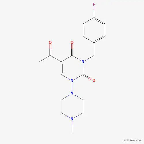 Molecular Structure of 338399-28-3 (5-acetyl-3-(4-fluorobenzyl)-1-(4-methylpiperazino)-2,4(1H,3H)-pyrimidinedione)