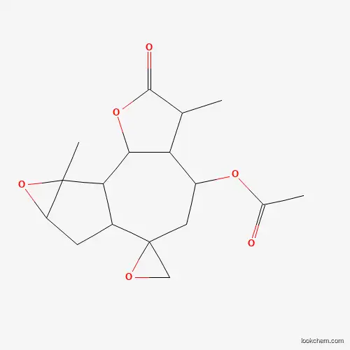 Molecular Structure of 35191-42-5 (3',8a'-dimethyl-2'-oxodecahydro-2'H-spiro[oxirane-2,6'-oxireno[2,3]azuleno[4,5-b]furan]-4'-yl acetate)