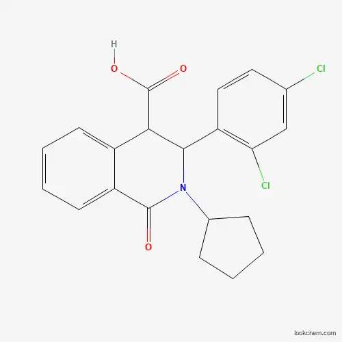 Molecular Structure of 400073-92-9 (2-Cyclopentyl-3-(2,4-dichlorophenyl)-1-oxo-1,2,3,4-tetrahydro-4-isoquinolinecarboxylic acid)