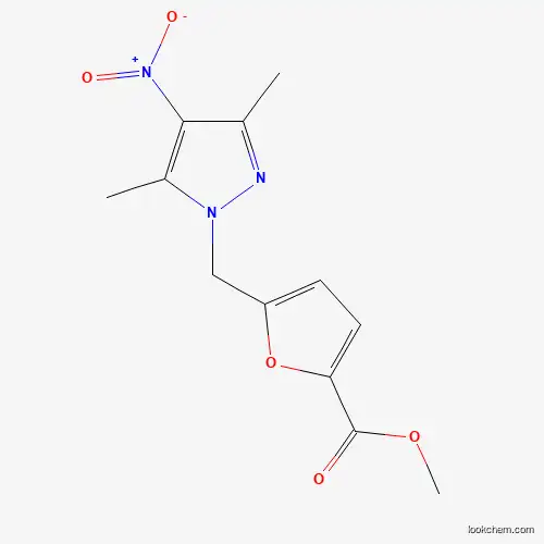 Molecular Structure of 402617-00-9 (5-(3,5-Dimethyl-4-nitro-pyrazol-1-ylmethyl)-furan-2-carboxylic acid methyl ester)