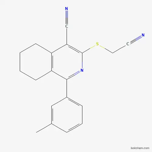 Molecular Structure of 439107-38-7 (3-[(Cyanomethyl)sulfanyl]-1-(3-methylphenyl)-5,6,7,8-tetrahydro-4-isoquinolinecarbonitrile)