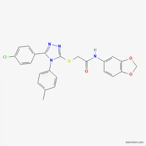 Molecular Structure of 477330-34-0 (N-(1,3-benzodioxol-5-yl)-2-{[5-(4-chlorophenyl)-4-(4-methylphenyl)-4H-1,2,4-triazol-3-yl]sulfanyl}acetamide)