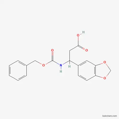 Molecular Structure of 477849-02-8 (3-(1,3-Benzodioxol-5-yl)-3-{[(benzyloxy)carbonyl]amino}propanoic acid)
