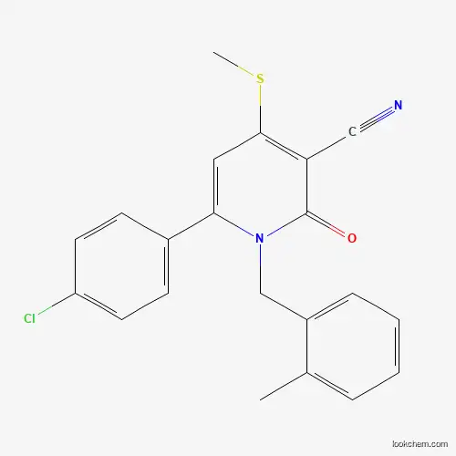 Molecular Structure of 478042-92-1 (6-(4-Chlorophenyl)-1-(2-methylbenzyl)-4-(methylsulfanyl)-2-oxo-1,2-dihydro-3-pyridinecarbonitrile)