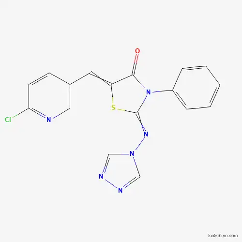 Molecular Structure of 478078-00-1 (5-[(Z)-(6-chloro-3-pyridinyl)methylidene]-3-phenyl-2-(4H-1,2,4-triazol-4-ylimino)-1,3-thiazolan-4-one)