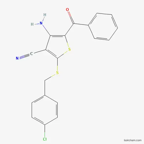 Molecular Structure of 478081-60-6 (4-Amino-5-benzoyl-2-[(4-chlorobenzyl)sulfanyl]-3-thiophenecarbonitrile)