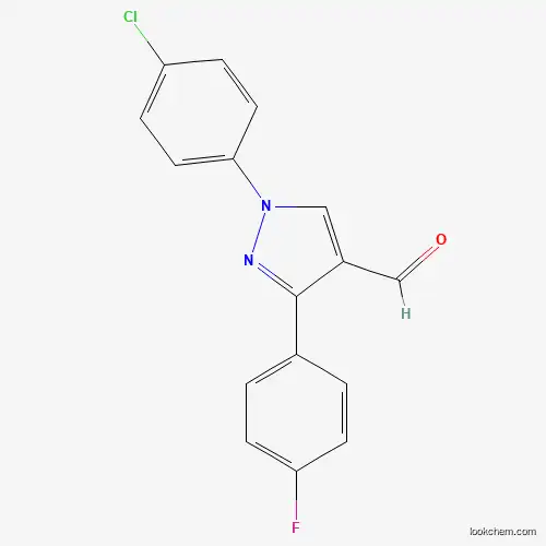 Molecular Structure of 618098-50-3 (1-(4-chlorophenyl)-3-(4-fluorophenyl)-1H-pyrazole-4-carbaldehyde)