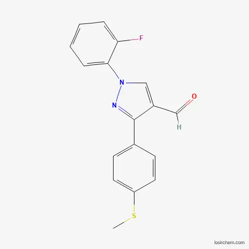 Molecular Structure of 618101-76-1 (1-(2-Fluorophenyl)-3-(4-(methylthio)phenyl)-1H-pyrazole-4-carbaldehyde)