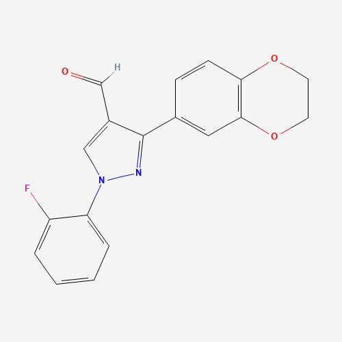 1-(2-FLUOROPHENYL)-3-(2,3-DIHYDROBENZO[B][1,4]DIOXIN-6-YL)-1H-PYRAZOLE-4-CARBALDEHYDE