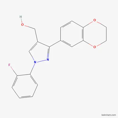 Molecular Structure of 618383-43-0 ((1-(2-Fluorophenyl)-3-(2,3-dihydrobenzo[B][1,4]dioxin-7-YL)-1H-pyrazol-4-YL)methanol)