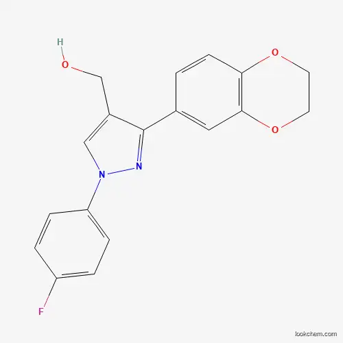 Molecular Structure of 618444-48-7 ((1-(4-Fluorophenyl)-3-(2,3-dihydrobenzo[B][1,4]dioxin-7-YL)-1H-pyrazol-4-YL)methanol)