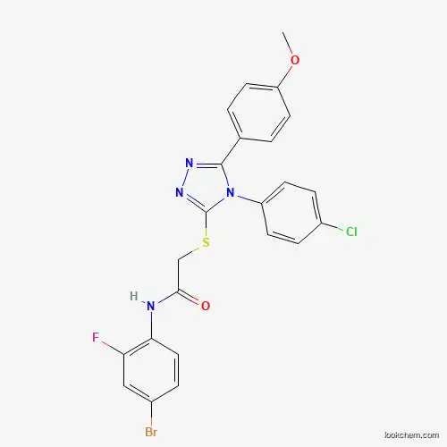 Molecular Structure of 618880-65-2 (N-(4-bromo-2-fluorophenyl)-2-{[4-(4-chlorophenyl)-5-(4-methoxyphenyl)-4H-1,2,4-triazol-3-yl]sulfanyl}acetamide)