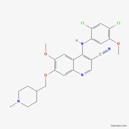 Molecular Structure of 622368-91-6 (4-(2,4-Dichloro-5-methoxyanilino)-6-methoxy-7-[(1-methylpiperidin-4-yl)methoxy]quinoline-3-carbonitrile)