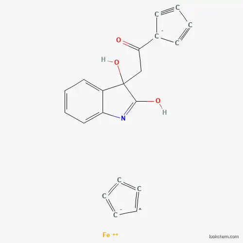 Molecular Structure of 70460-00-3 (Iron(2+) cyclopenta-2,3,4,5-tetraen-2-id-1-yl 1-[(2,3-dihydroxy-3H-indol-3-yl)acetyl]cyclopenta-2,4-diyn-1-ide (1/1/1))