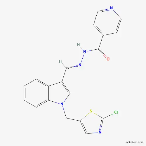 Molecular Structure of 860787-41-3 (4-Pyridinecarboxylic acid, 2-[[1-[(2-chloro-5-thiazolyl)methyl]-1H-indol-3-yl]methylene]hydrazide)