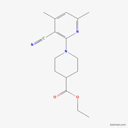 Molecular Structure of 865659-12-7 (Ethyl 1-(3-cyano-4,6-dimethylpyridin-2-yl)piperidine-4-carboxylate)