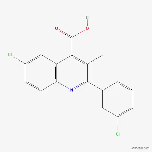 Molecular Structure of 886361-68-8 (6-Chloro-2-(3-chlorophenyl)-3-methylquinoline-4-carboxylic acid)