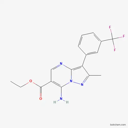 Molecular Structure of 886762-57-8 (Ethyl 7-amino-2-methyl-3-[3-(trifluoromethyl)phenyl]pyrazolo[1,5-a]pyrimidine-6-carboxylate)