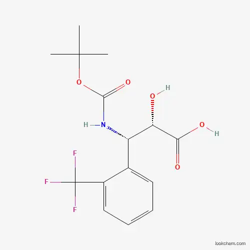 Molecular Structure of 959577-29-8 ((2S,3S)-3-((tert-Butoxycarbonyl)amino)-2-hydroxy-3-(2-(trifluoromethyl)phenyl)propanoic acid)