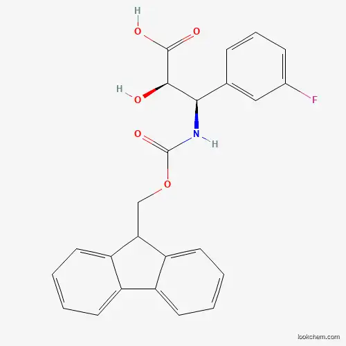 Molecular Structure of 959580-00-8 ((2R,3R)-3-((((9H-Fluoren-9-yl)methoxy)carbonyl)amino)-3-(3-fluorophenyl)-2-hydroxypropanoic acid)