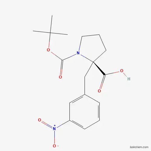 Molecular Structure of 959582-68-4 ((R)-1-(tert-Butoxycarbonyl)-2-(3-nitrobenzyl)pyrrolidine-2-carboxylic acid)