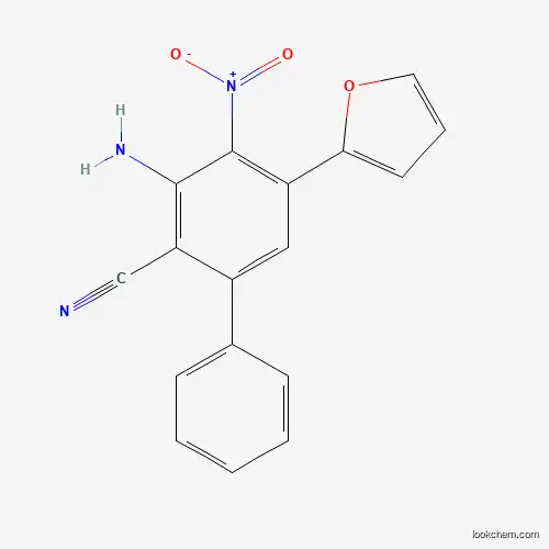 Molecular Structure of 1119523-15-7 (3-Amino-5-(furan-2-yl)-4-nitro[1,1'-biphenyl]-2-carbonitrile)