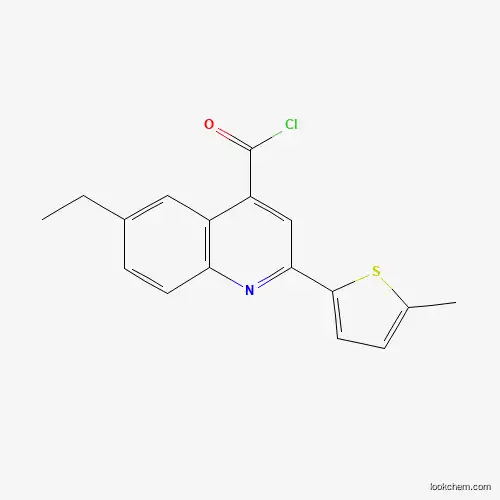 Molecular Structure of 1160257-16-8 (6-Ethyl-2-(5-methyl-2-thienyl)quinoline-4-carbonyl chloride)
