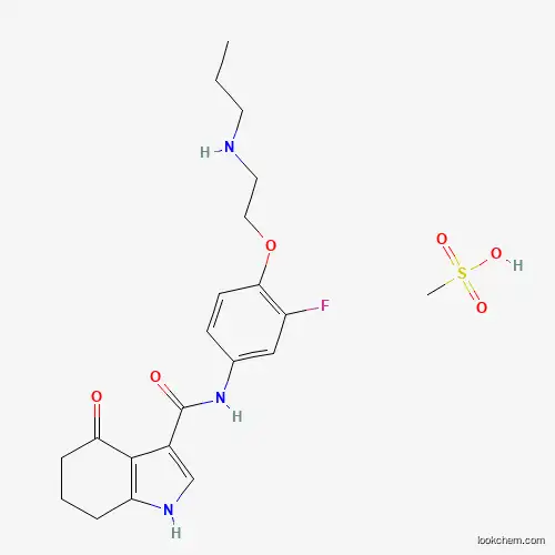 Molecular Structure of 1259477-42-3 (N-(3-Fluoro-4-(2-(propylamino)ethoxy)phenyl)-4,5,6,7-tetrahydro-4-oxo-1H-indole-3-carboxamide mesylate)