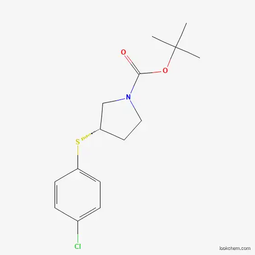 Molecular Structure of 1289585-03-0 ((S)-tert-Butyl 3-((4-chlorophenyl)thio)pyrrolidine-1-carboxylate)