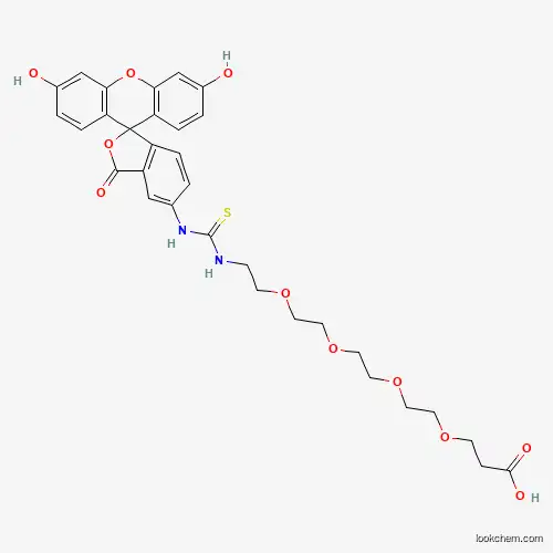Molecular Structure of 1807518-76-8 (Fluorescein-PEG4-Acid)