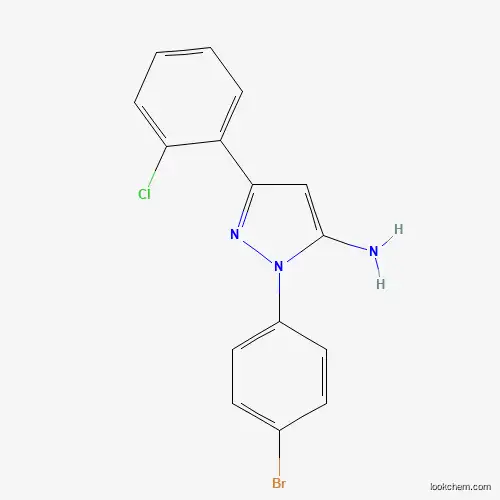 Molecular Structure of 618098-25-2 (1-(4-Bromophenyl)-3-(2-chlorophenyl)-1H-pyrazol-5-amine)