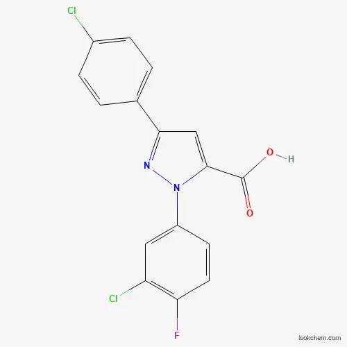 Molecular Structure of 618102-45-7 (1-(3-Chloro-4-fluorophenyl)-3-(4-chlorophenyl)-1H-pyrazole-5-carboxylic acid)