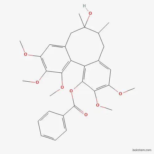 Molecular Structure of 66056-23-3 ((10-Hydroxy-4,5,14,15,16-pentamethoxy-9,10-dimethyl-3-tricyclo[10.4.0.02,7]hexadeca-1(16),2,4,6,12,14-hexaenyl) benzoate)