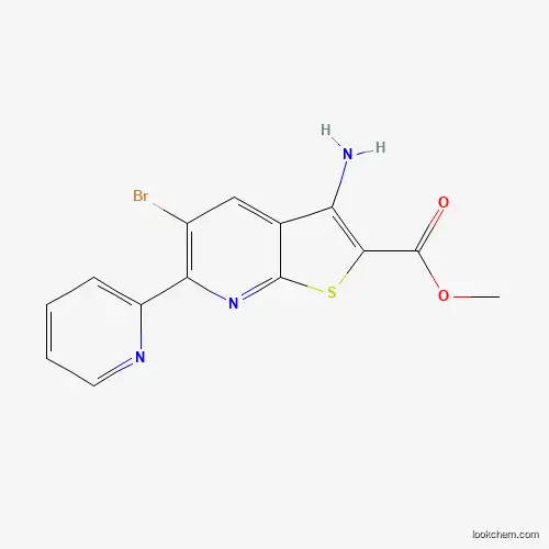 Molecular Structure of 1092352-72-1 (Methyl 3-amino-5-bromo-6-(2-pyridinyl)thieno[2,3-b]pyridine-2-carboxylate)