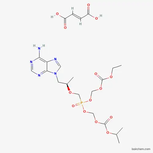 ((((((R)-1-(6-amino-9H-purin-9-yl)propan-2-yl)oxy)methyl) (((ethoxycarbonyl)oxy)methoxy)phosphoryl)oxy)methyl isopropyl carbonate fumarate