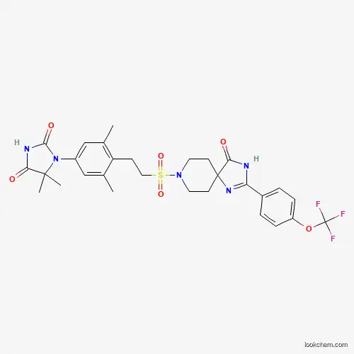 Molecular Structure of 1613373-33-3 (2,4-Imidazolidinedione, 1-(3,5-dimethyl-4-(2-((4-oxo-2-(4-(trifluoromethoxy)phenyl)-1,3,8-triazaspiro(4.5)dec-1-en-8-yl)sulfonyl)ethyl)phenyl)-5,5-dimethyl-)