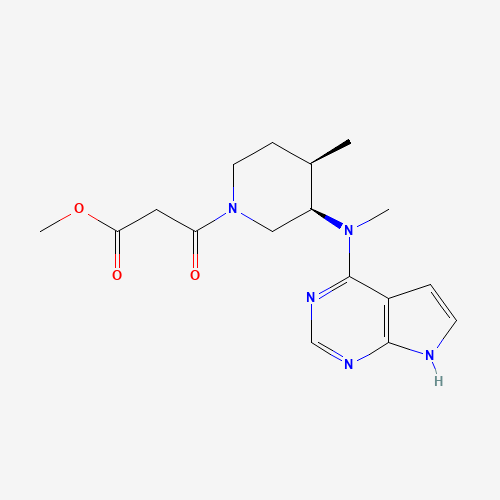 Molecular Structure of 1616761-01-3 (1-Piperidinepropanoic acid, 4-methyl-3-(methyl-7H-pyrrolo[2,3-d]pyrimidin-4-ylamino)-beta-oxo-, methyl ester, (3R,4R)-)