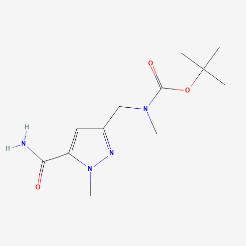 Molecular Structure of 1643141-19-8 (tert-Butyl ((5-carbamoyl-1-methyl-1H-pyrazol-3-yl)methyl)(methyl)carbamate)